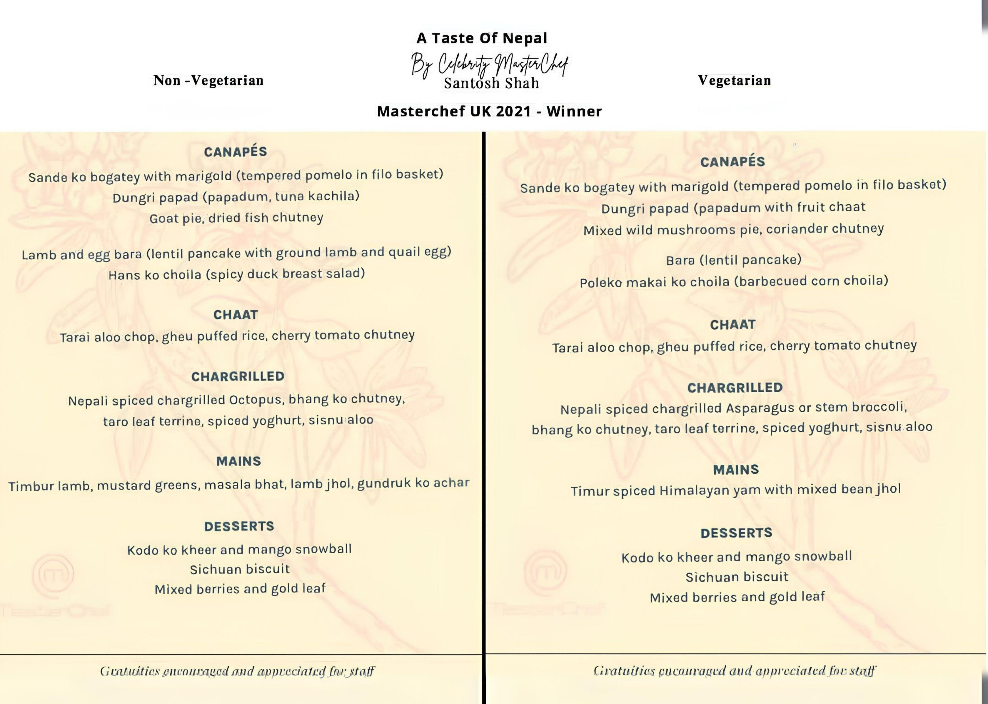 MasterChef - Menu